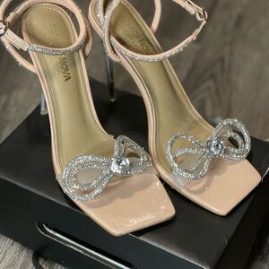 Fashion Nova Sugarcoated Embellished Heels - Nude